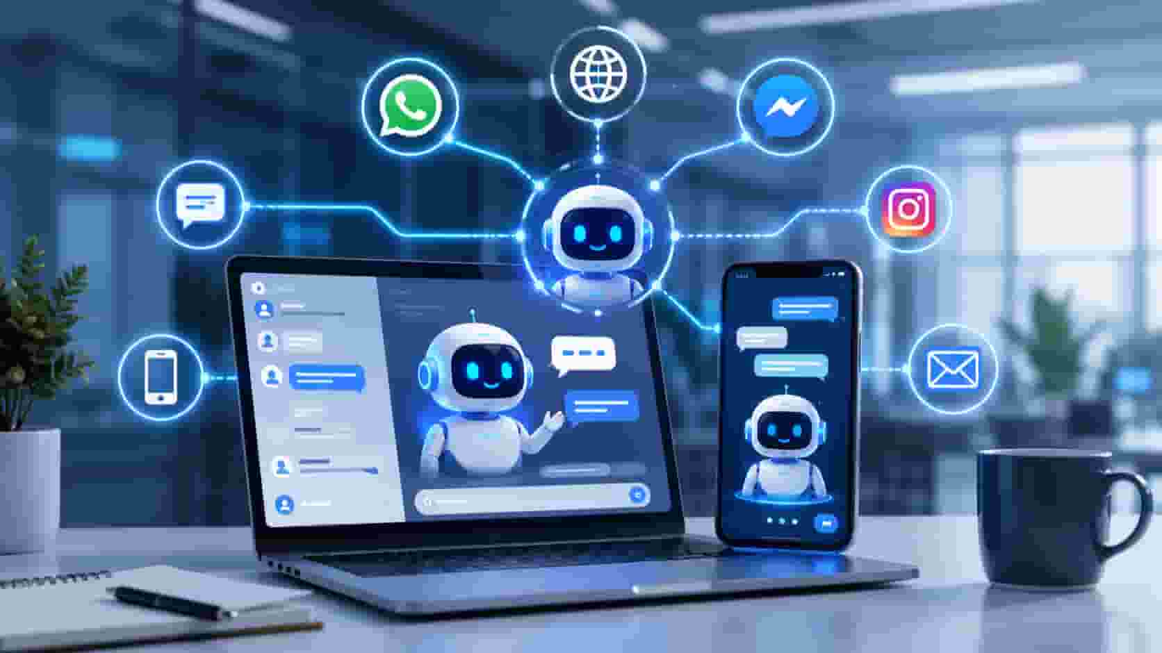 AI chatbot for small businesses providing customer support across multiple channels