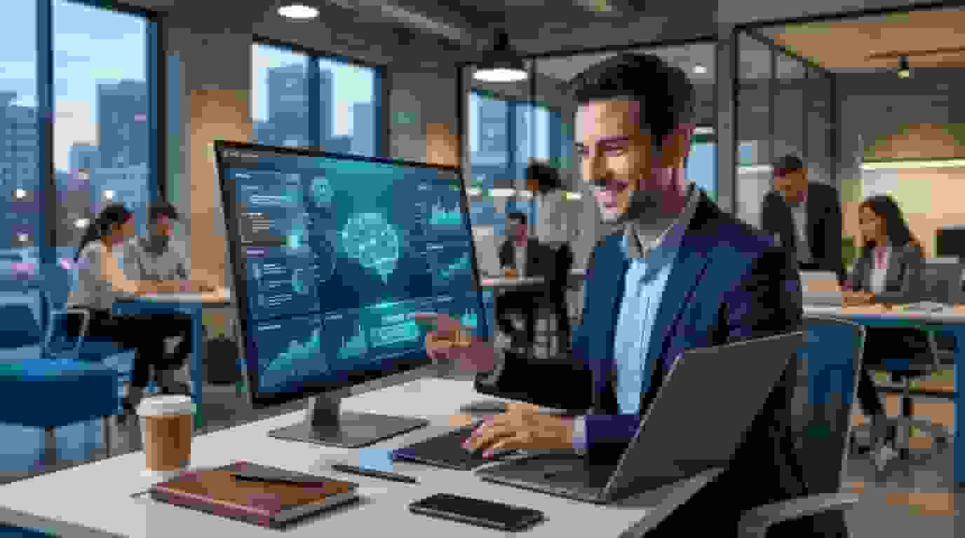 Small business owner sending a professional AI-generated business proposal to a client using AI proposal software, showcasing faster proposal writing, automation, and increased productivity.