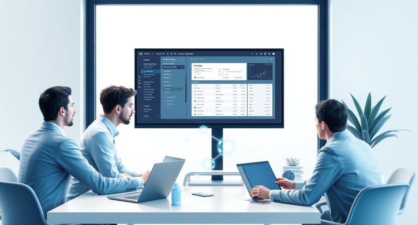 Team using AI invoice generator software to automate invoicing and business finances.