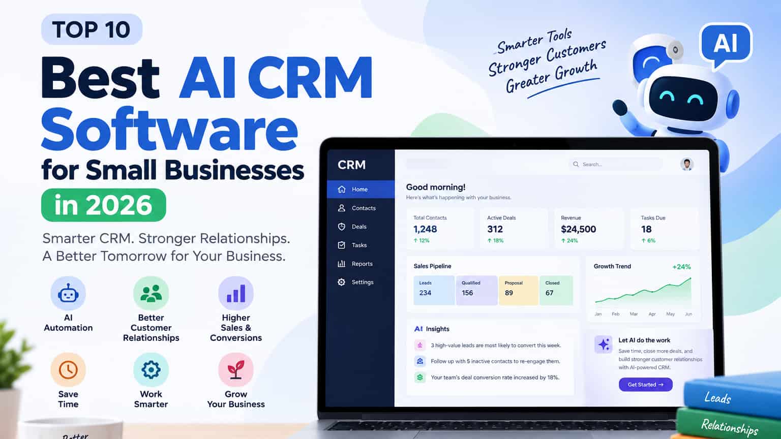 Key features that help small businesses automate sales and manage customer relationships.