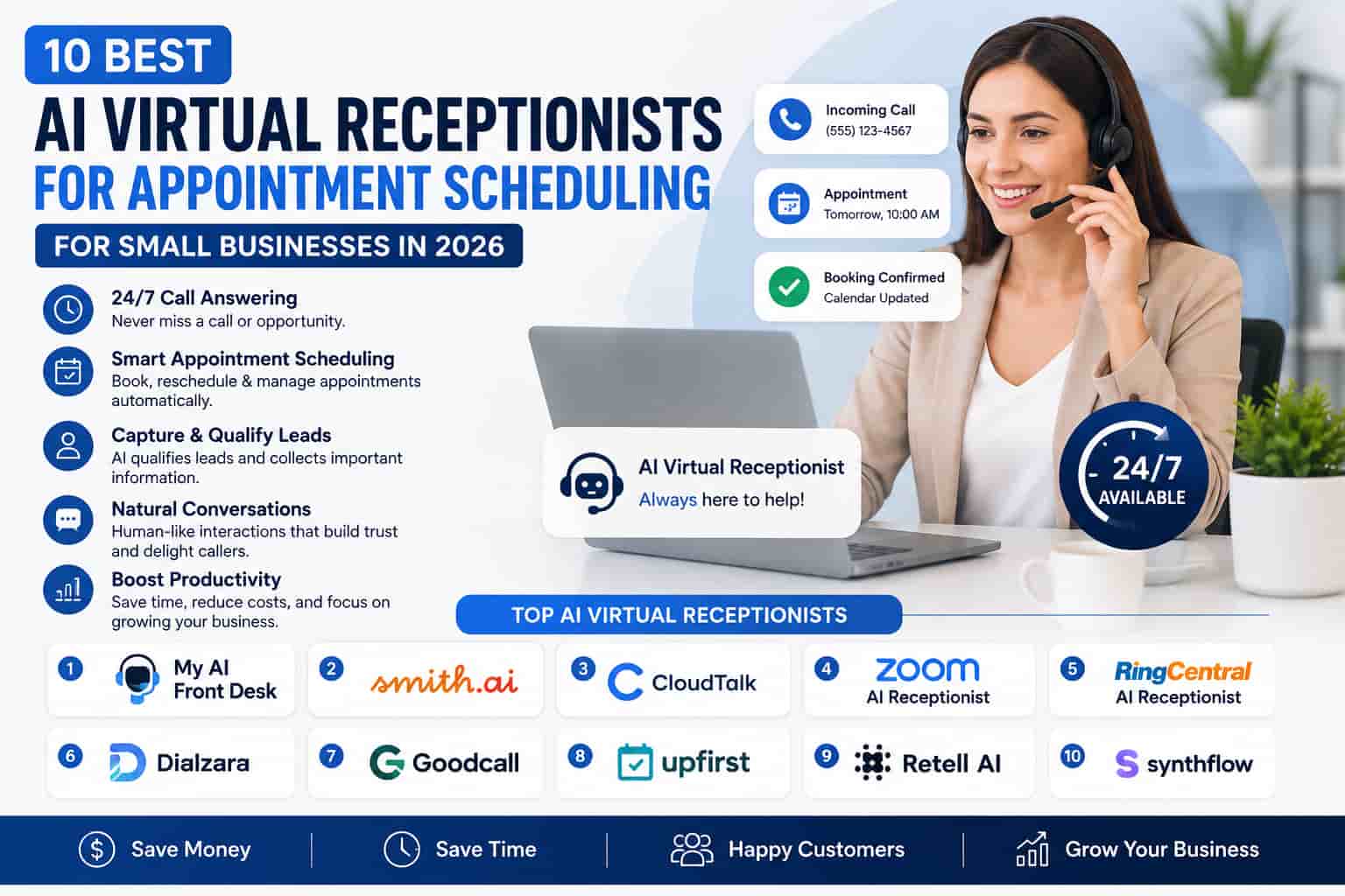 10 best AI virtual receptionists for appointment scheduling in 2026
