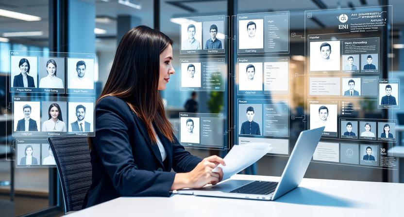 AI recruitment tools helping HR professionals screen resumes and hire employees faster.